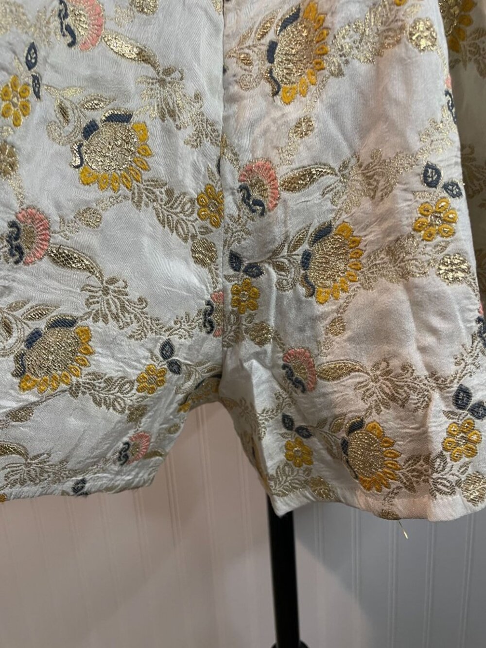 Free People Playsuit Romper Floral Metallic Ivory Gold Backless Halter Small - Picture 11 of 16